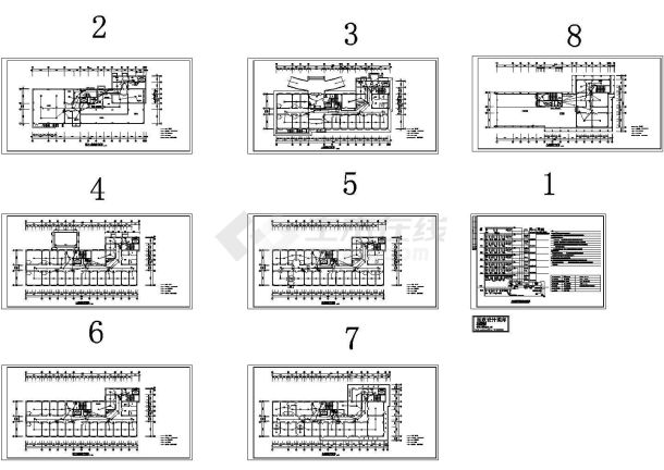 七层医院综合楼电气消防系统设计施工cad图纸，共七张-图二