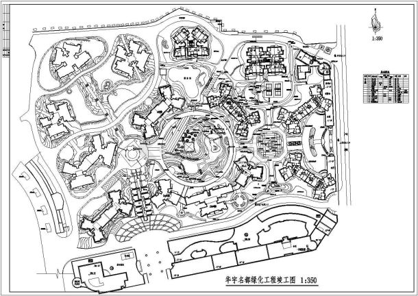 华宇名都绿化工程规划设计cad 总平面竣工图-图一