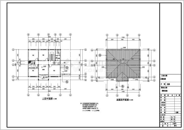 某三层新农村砖混结构独栋别墅设计cad全套建筑施工图（含设计说明，含结构设计，含给排水设计，含电气设计，含效果图）-图二