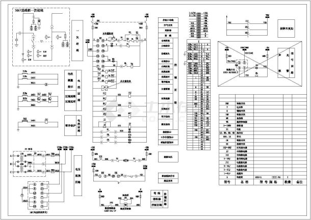 SM6进线柜二次接线电气原理平面设计工艺示意CAD图纸-图一