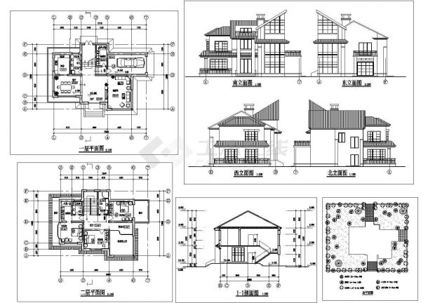 某二层框架结构简欧风格新农村住宅别墅设计cad建筑方案图（甲级院设计）-图一