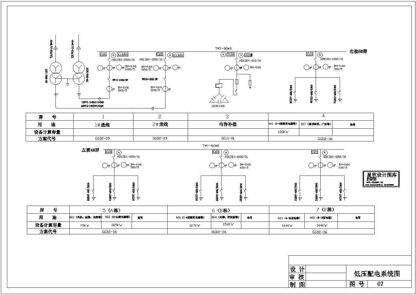 某小型小区低压配电系统接线原理示意设计工艺CAD图纸