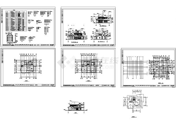 某二层框架结构简欧风格私人别墅设计cad全套建筑施工图（标注详细）-图一