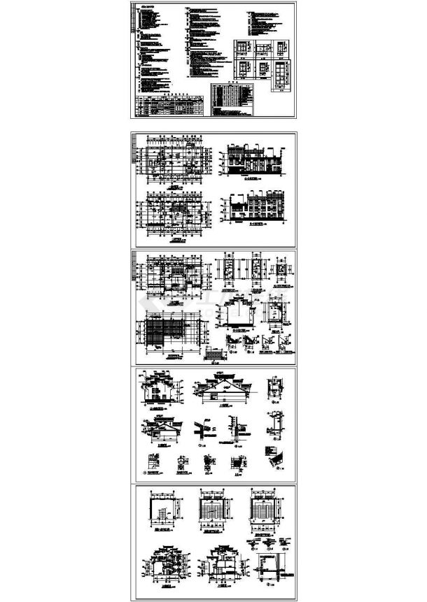 某3层异形柱框架别墅结构设计图，含建筑施工图设计说明-图一