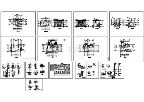 某地区双拼别墅建筑施工CAD全套图纸-图一