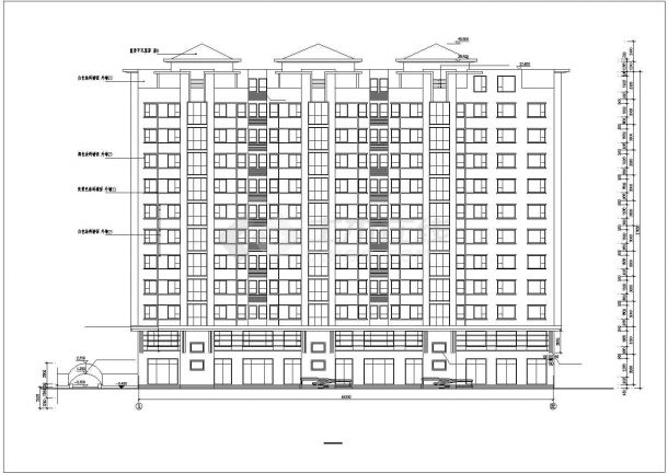 长沙华苑小区7200平米11层框架结构住宅楼CAD建筑设计图纸（含机房层）-图一