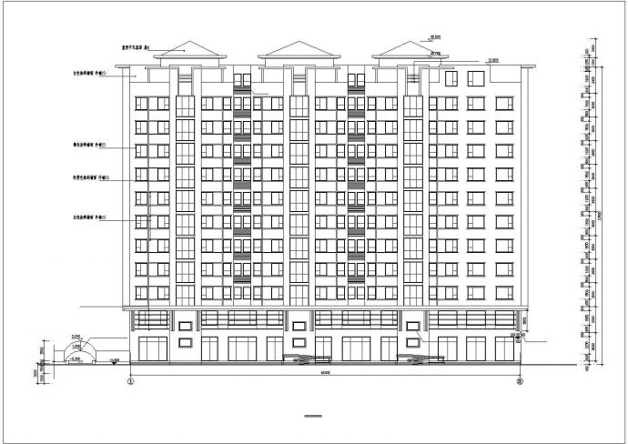 长沙华苑小区7200平米11层框架结构住宅楼CAD建筑设计图纸（含机房层）_图1