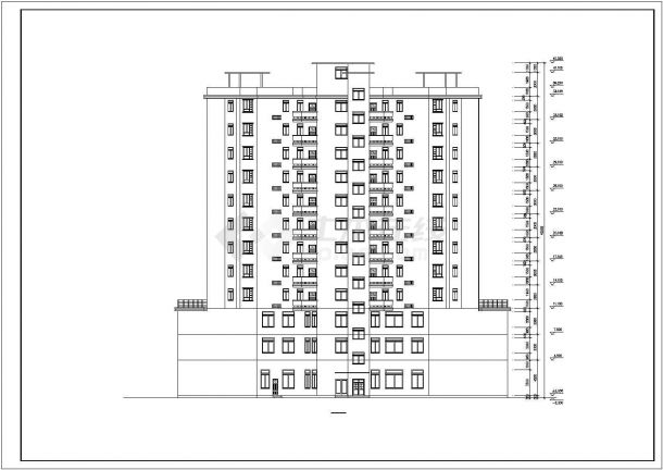 合川县某临街12层框架结构商住楼CAD建筑设计图纸（1-3层商用）-图一