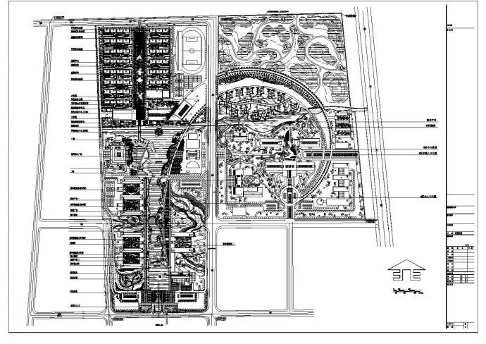 某学校校园景观规划设计cad总平面施工图_图1