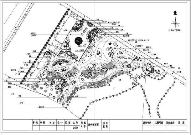 某三角地块公园绿化规划设计cad总平面施工图-图一