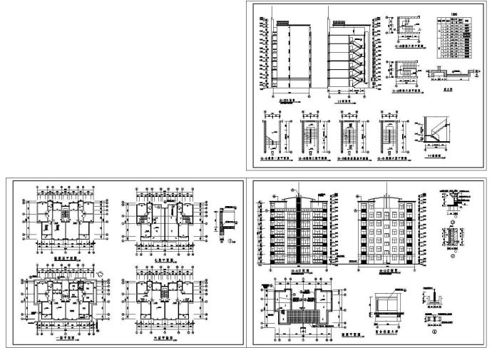 某七层住宅楼建筑施工设计套图CAD_图1