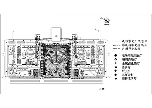 某矩形广场规划设计cad总平面施工图-图一