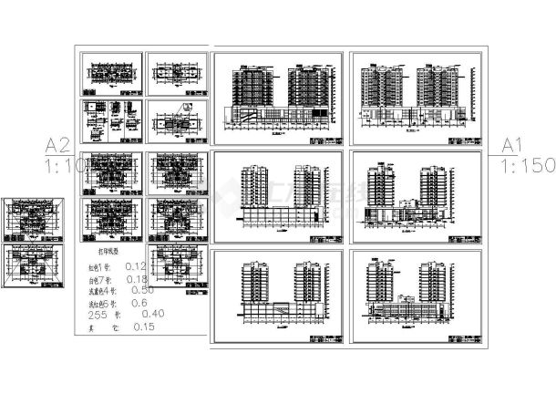 某十四层经济适用住房建筑施工图CAD-图二