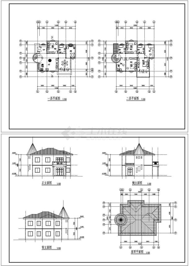 某二层砖混结构新农村住宅别墅设计cad建筑方案图纸（甲级院设计）-图二