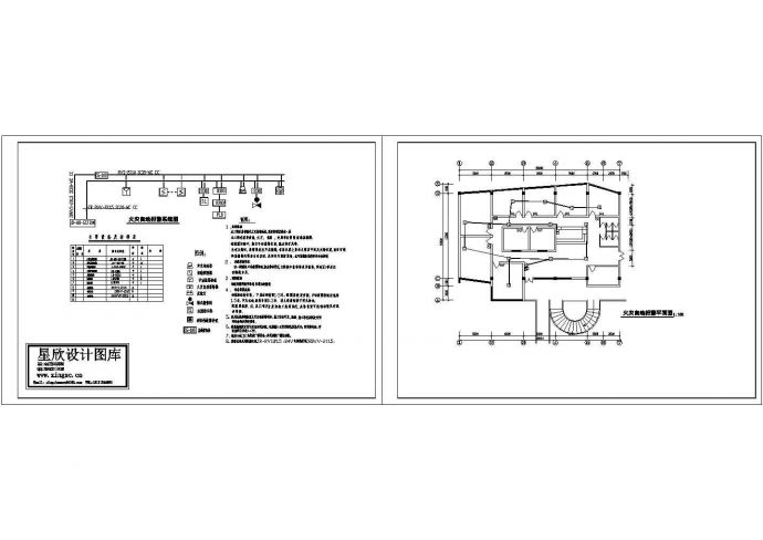某茶楼建筑火灾消防系统平面布置设计方案CAD图纸_图1