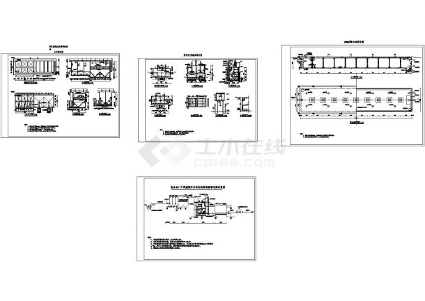 自来水厂各种净水工艺及高程布置CAD图-图一