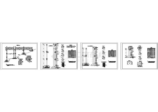 排涝站竖井排架设计图_dwg，4张图纸。-图一