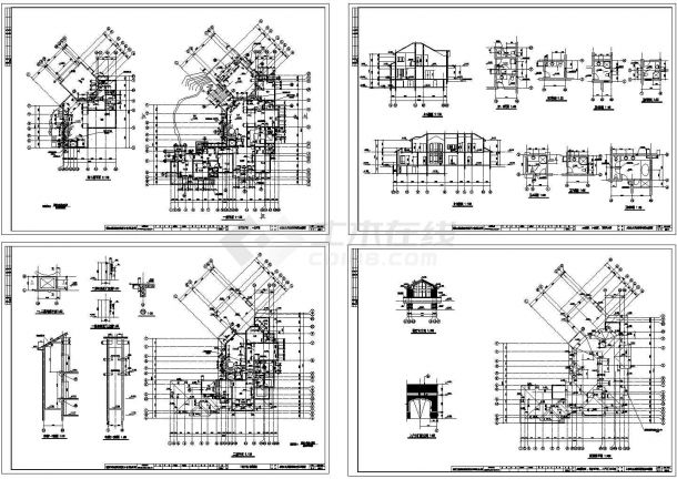 某二层带地下层砖混结构独立山地别墅住宅设计cad全套建施图纸（标注详细）-图一