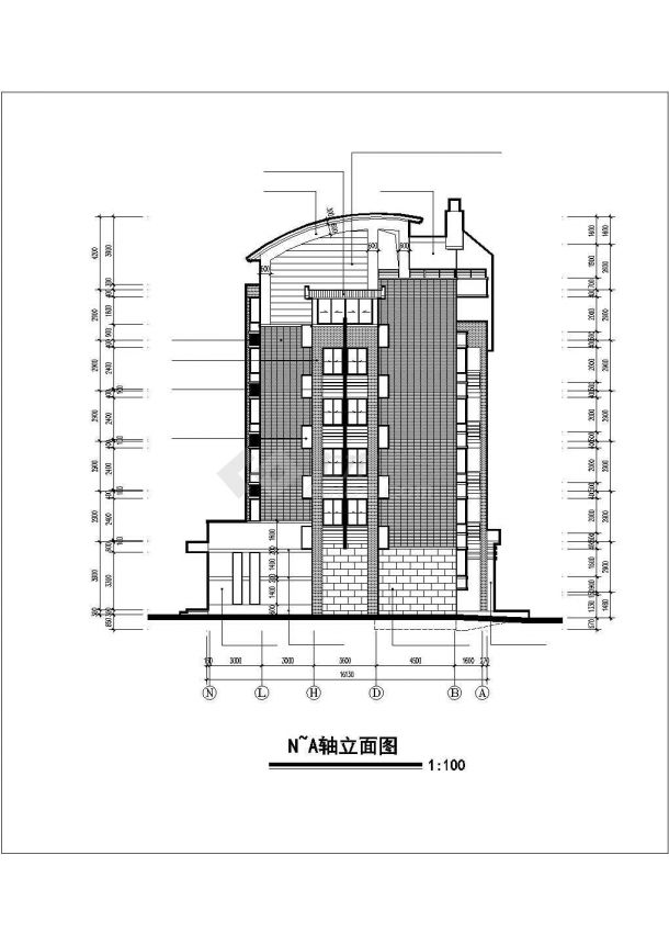 佛山市某现代小区6层砖混住宅楼建筑设计CAD图纸（1层商用/含车库和阁楼）-图一