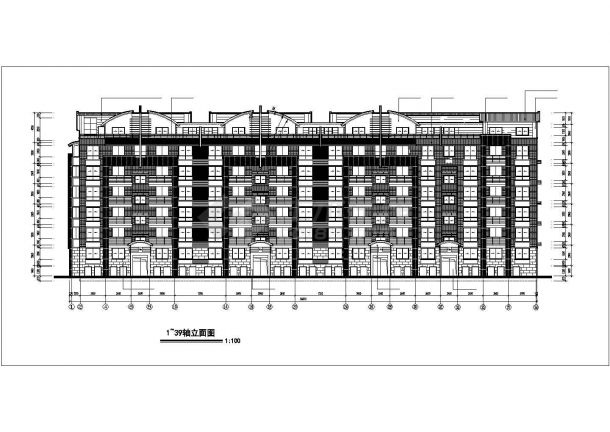 佛山市某现代小区6层砖混住宅楼建筑设计CAD图纸（1层商用/含车库和阁楼）-图二