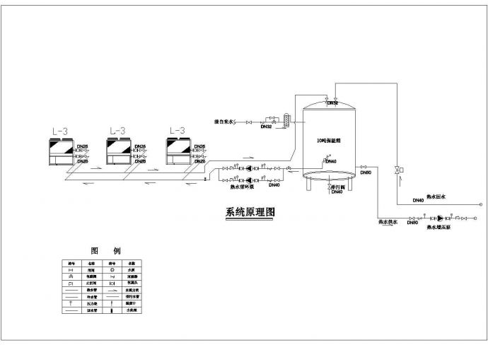 典型空气源热泵（产热水）设计cad系统图（含28种方案设计）_图1
