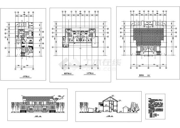某二层独院式农村住宅设计cad详细建筑方案图（含设计说明）-图一