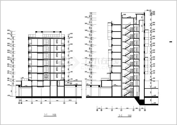 泰州市某社区7层混合结构住宅楼建筑设计CAD图纸（含地下车库）-图二