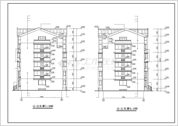 沈阳市和平路某小区6层砖混结构住宅楼建筑设计CAD图纸（含半地下室）-图一