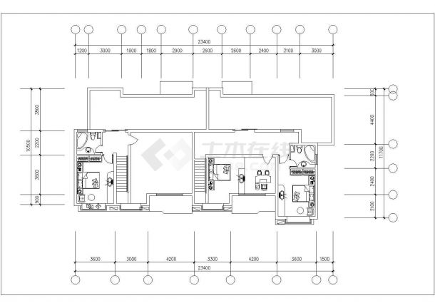 湖州市赛泉花园小区住宅楼标准层平面设计CAD图纸（23张/1梯2户型）-图一