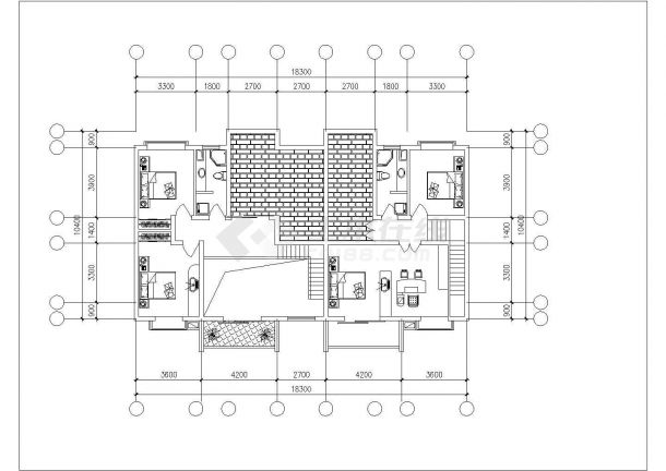 湖州市赛泉花园小区住宅楼标准层平面设计CAD图纸（23张/1梯2户型）-图二