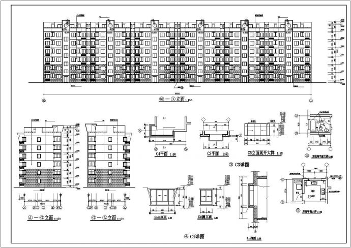 常州市金坛路某小区7500平米6+1层砖混结构住宅楼建筑设计CAD图纸_图1