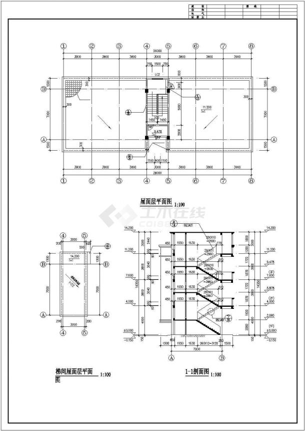 宁波市某汽修培训学院800平米3层框架结构职工宿舍楼建筑设计CAD图纸-图一