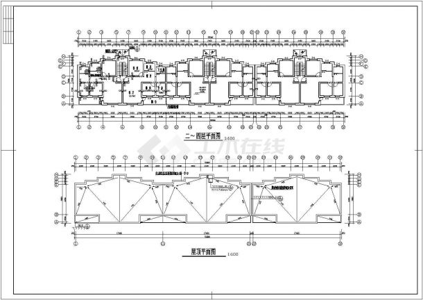 徐州市周岚花园小区1700平米4层砖混结构住宅楼建筑设计CAD图纸-图一