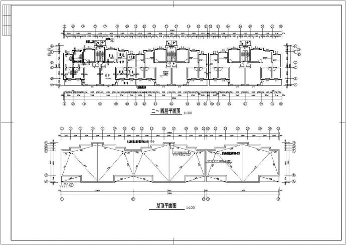 徐州市周岚花园小区1700平米4层砖混结构住宅楼建筑设计CAD图纸_图1