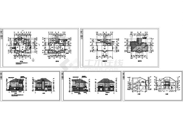 某3层农村私人豪华别墅设计cad全套建筑施工图纸（甲级院设计）-图二