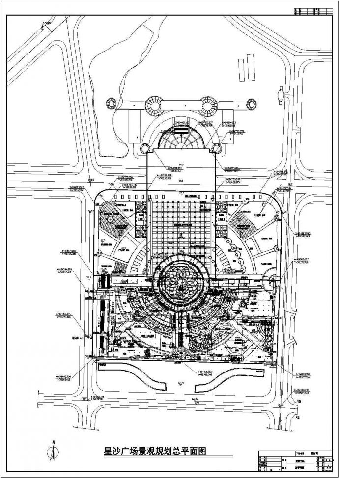 星沙广场景观规划设计cad施工总平面图_图1