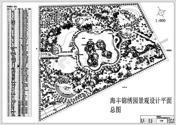海丰锦绣园景观绿化规划设计cad平面总图-图一
