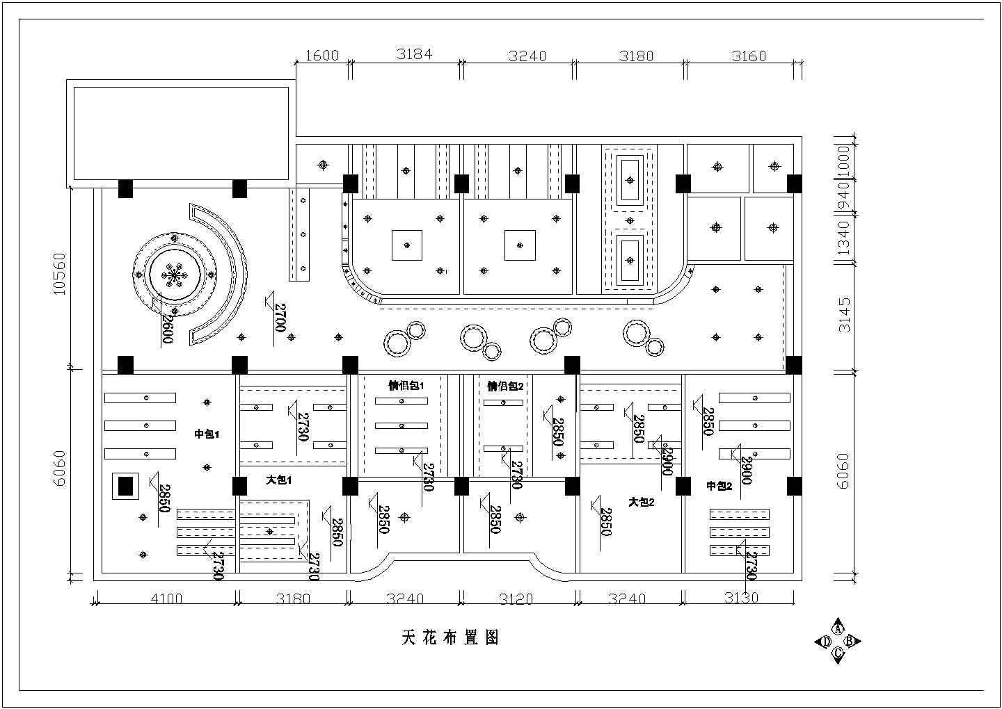 台北风咖啡厅装修设计cad详细方案图