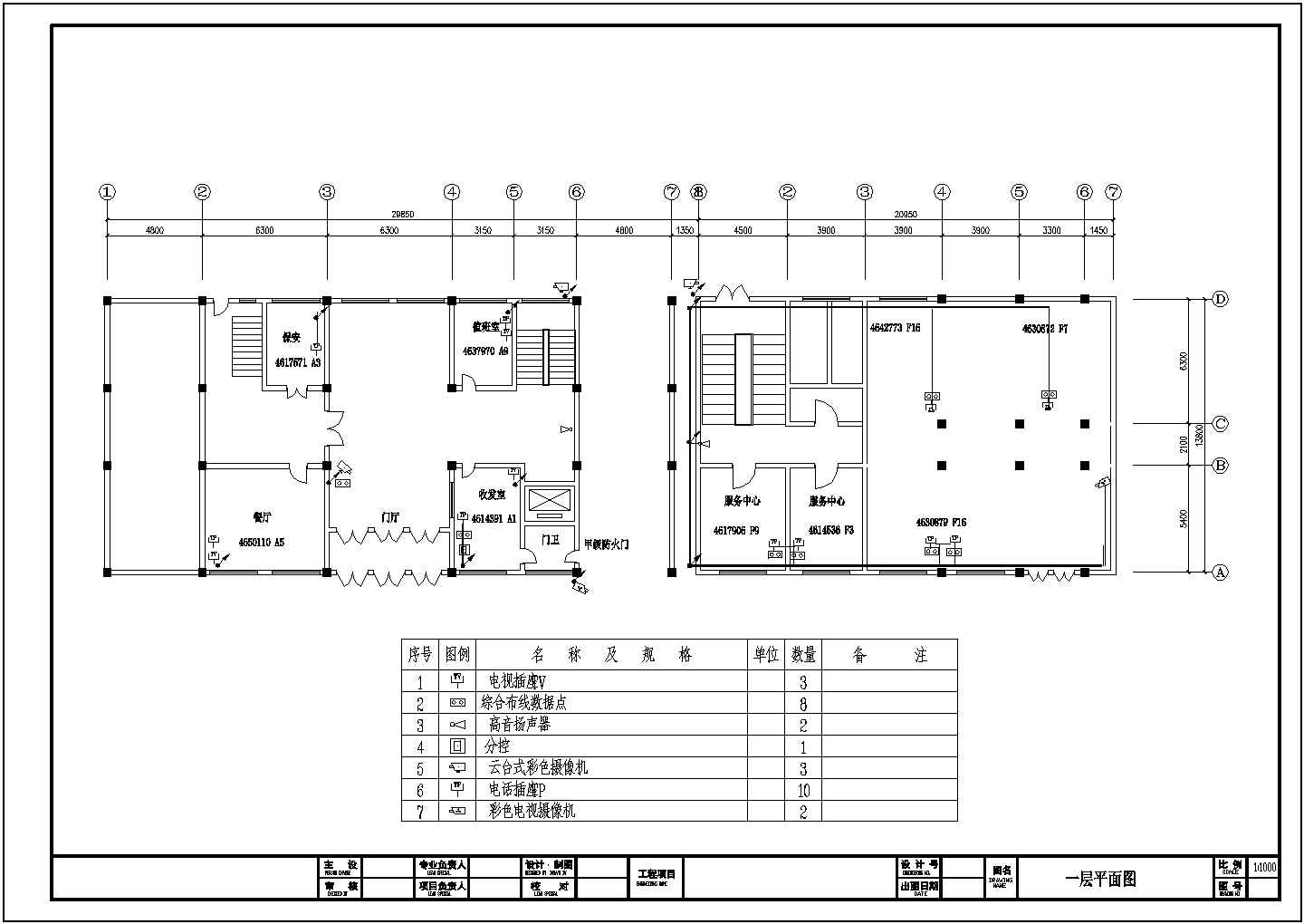 北京西单地区某住宅楼综合布线系统设计CAD施工图