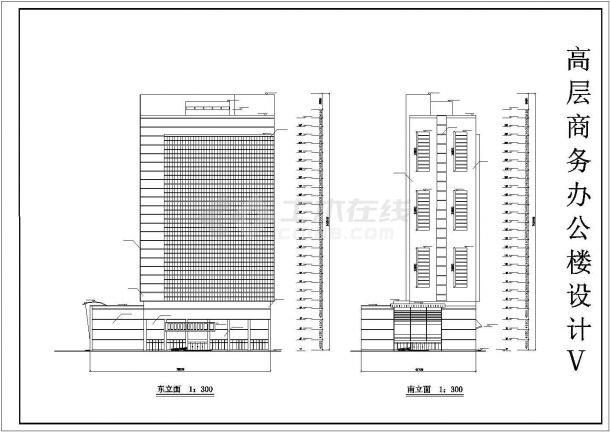 太原市某商圈26层剪力墙结构商业大厦建筑设计CAD图纸（含水箱和机房层）-图一