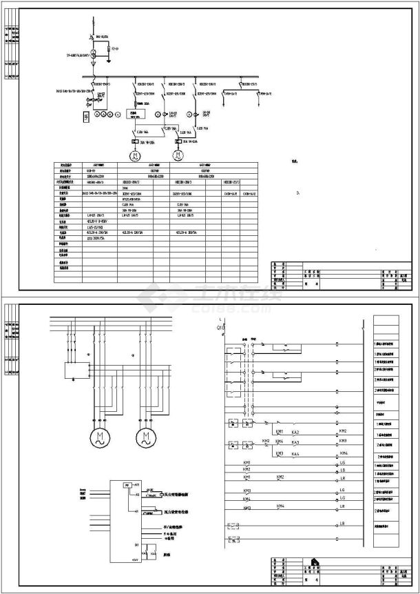 某标准型号潜水泵一拖二变频电控电气原理设计CAD图纸-图一