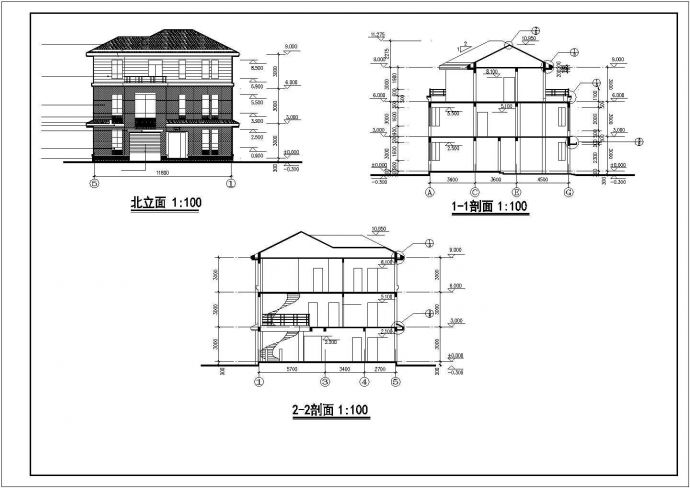 深圳某工厂320平米3层砖混结构单身职工公寓楼建筑设计CAD图纸_图1