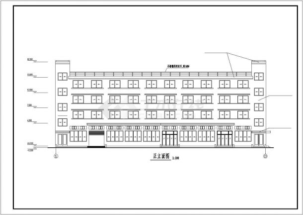 杭州某工厂2200平米4层砖混结构职工食堂+宿舍楼全套建筑设计CAD图纸-图二
