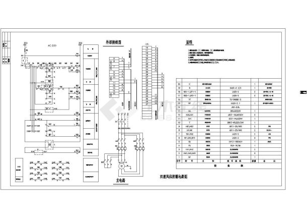 某通用型号双速风机电气原理设计CAD图纸-图一