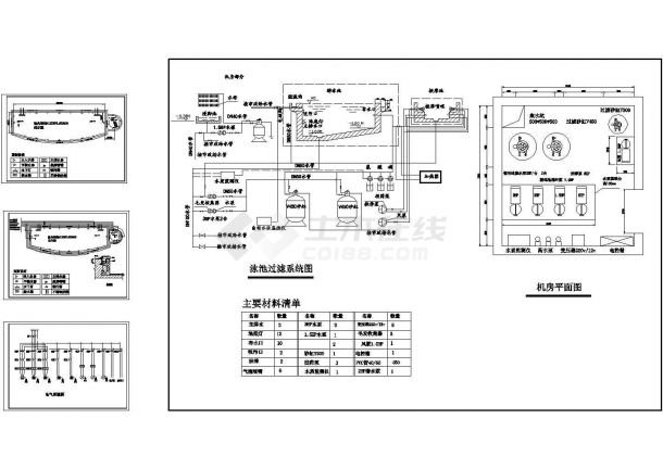 某健身房游泳池建筑施工CAD全套图纸-图一