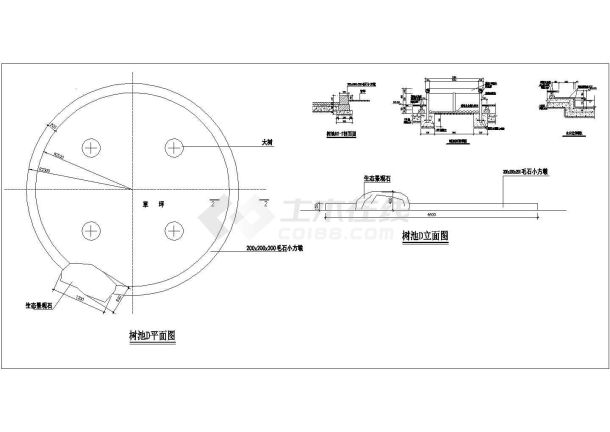 某景观树池设计cad施工详图（含树坑设计）-图二