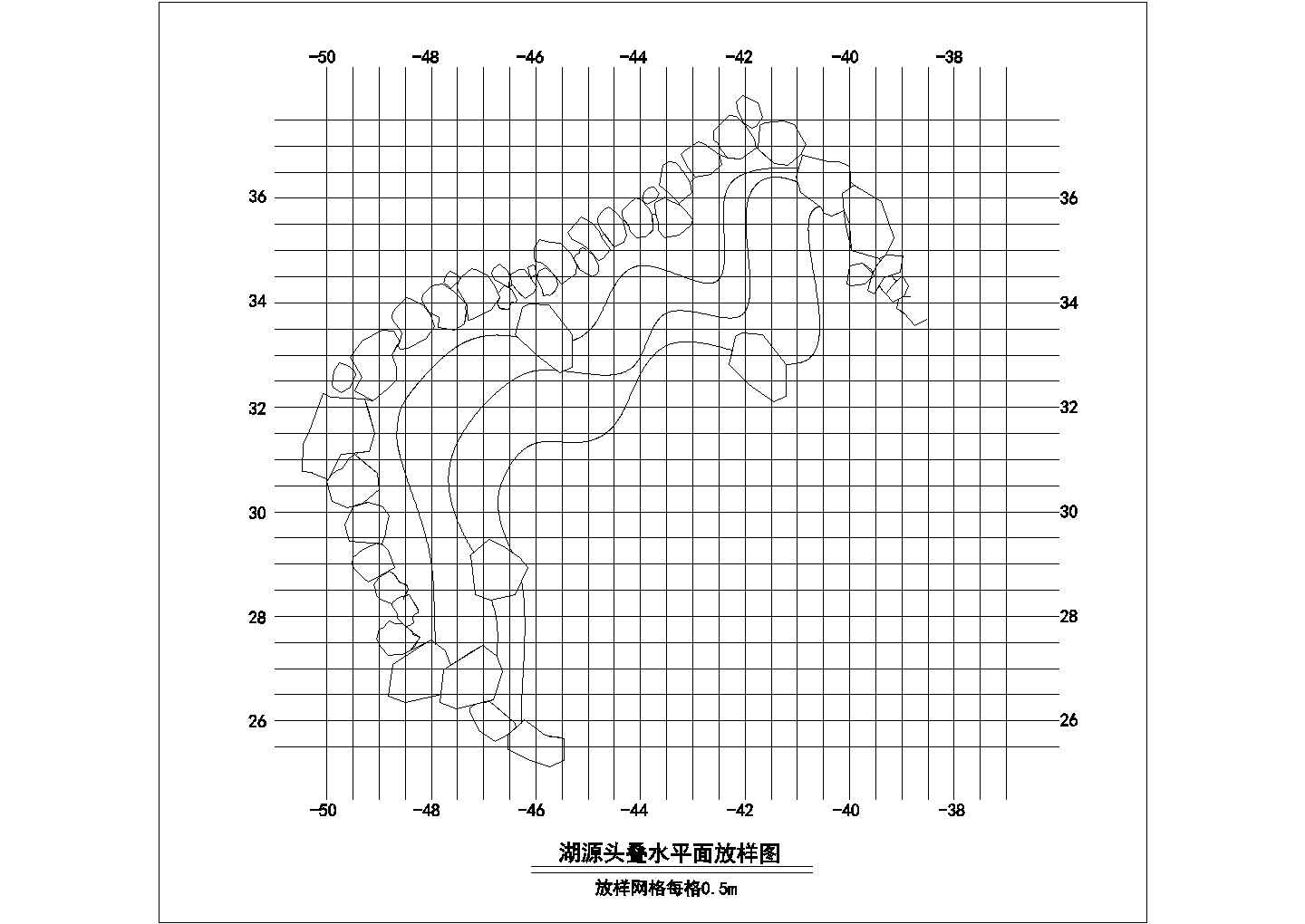 某湖源头叠水设计cad施工详图