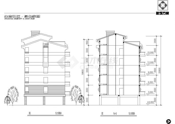 扬州市某生态花园小区全套建筑设计CAD图纸（住宅楼+会所）-图一