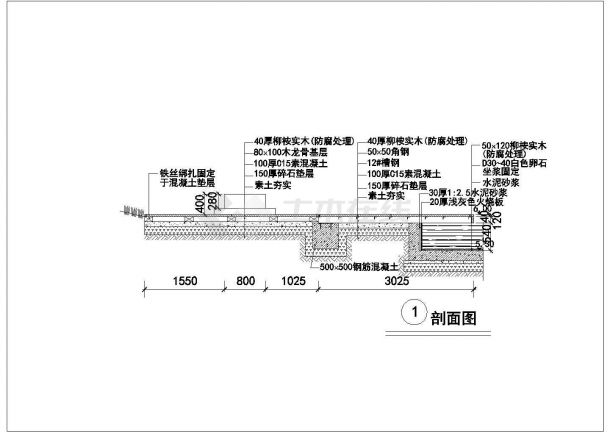 某广场曲水流觞和木平台设计cad施工详图-图一