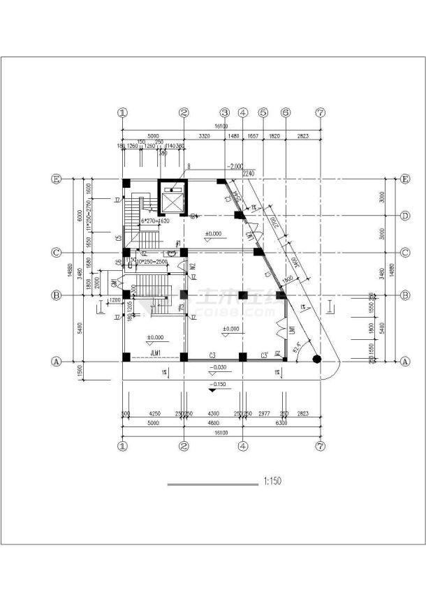 盐城市人民路某小区10+2层框架结构住宅楼建筑设计CAD图纸-图一